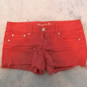 American Eagle orange denim short